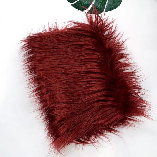 SS69 Faux Fur Fabric 8cm Long Pile 25x45cm Sheet for Cosplay and Patchwork