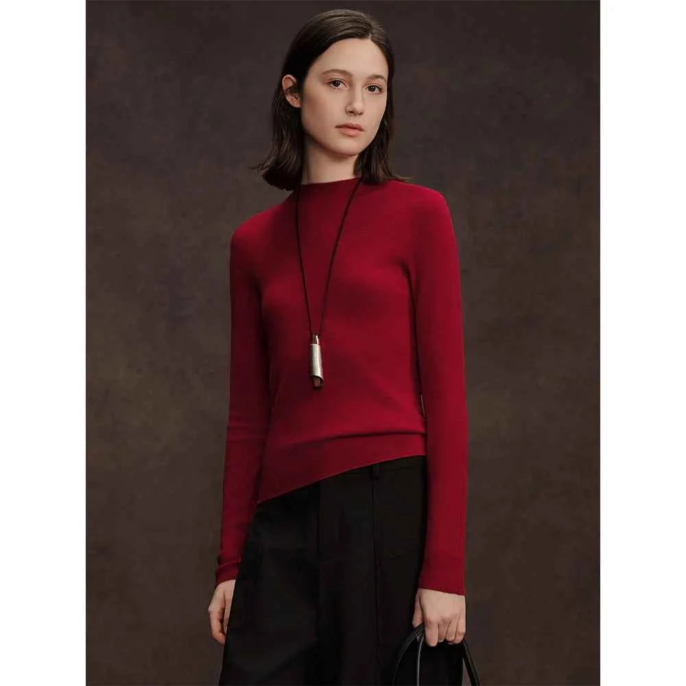 DUSHU Seamless Half-high Collar Pure Wool Pullovers Women Plus Size Autumn Winter Bottoming Sweater Solid Soft Breathable Tops
