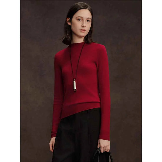 DUSHU Seamless Half-high Collar Pure Wool Pullovers Women Plus Size Autumn Winter Bottoming Sweater Solid Soft Breathable Tops