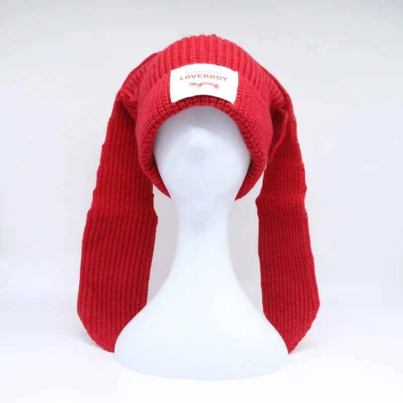 Long fox Ears Knitted Hat Men Women Rabbit Ear Warm Crochet Beanies Kpop Hip Hop Hat Winter Skullies Cap Y2k Christmas Gifty