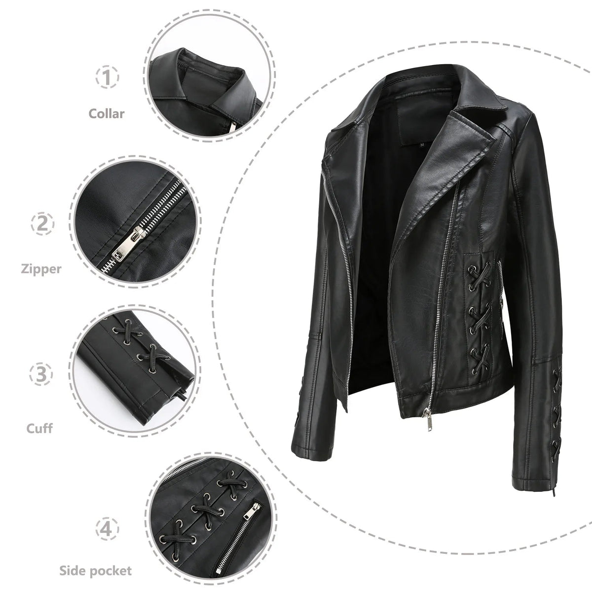 2025 Steampunk Rock Rivet Women's Leather Jacket Slim Short Streetwear Gothic Embroidery PU Leather Locomotive Coat Femme SS69