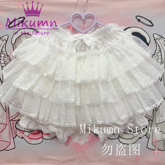 Mikumn Harajuku Sweet Lace Shorts Skirts Y2k Japanese Lolita Kawaii JK Ruffles Bloomers Women Elastic Waist Safety Short Pants SS69 40.69 WHITE / Waist 60-100cm