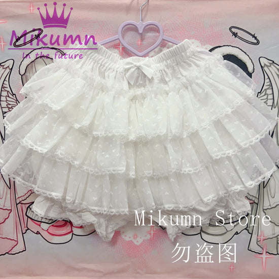 Mikumn Harajuku Sweet Lace Shorts Skirts Y2k Japanese Lolita Kawaii JK Ruffles Bloomers Women Elastic Waist Safety Short Pants SS69 40.69 WHITE / Waist 60-100cm