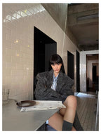 Mauroicardi Autumn Winter Oversized Extra Long Warm Thick Gray Wool & Blends Coat Women Loose Casual Fluffy Korean Fashion 2024