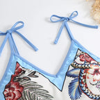 2023 New Arrival Push Up Women Bikini Set Floral Printed Ruffle Bikinis Strappy Bandage Swimwear Brazilian Biquini Bathing Suit SS69