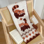 170cm Cute Red Panda Knit Imitate Mink Wool Scarf Soft Comfort Women Winter Neckerchief Girls Students Warm Scarves