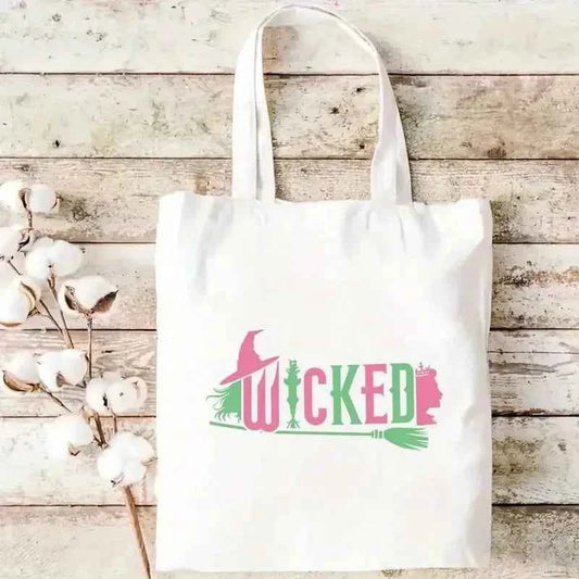 Wicked The Musical Inspired Black Tote Bag  Open-Top Shopper  Shoulder Bag for School, College, Travel & Gift-Giving