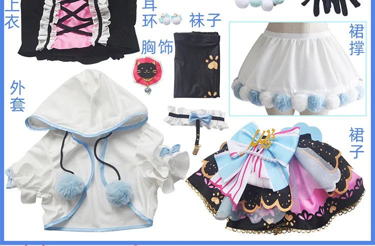 In Stock Anime LoveLive Cat Twin Tail Arcade Game 9 Characters Cosplay Costume Tojo Nozomi Nico Honoka Umi Rin Maki Eli Full Set - SS69