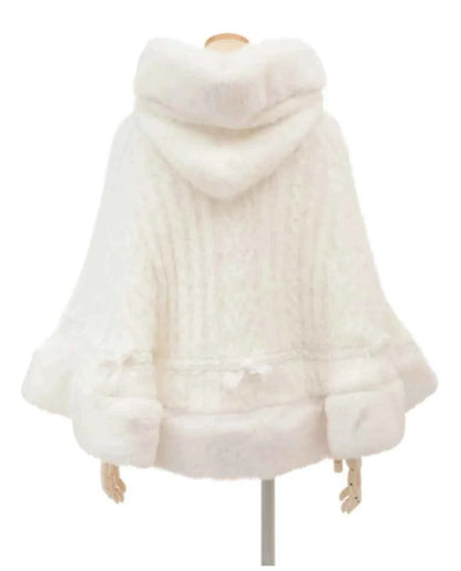 Fall Winter New Sweater Cardigan Women Japanese Mine Sweet Soft Waxy Thick Sweet Pearl Button Hooded Knitted Sweater Cape Jacket