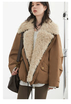 CHIC VEN Women's Cotton Motorcycle Jacket - Loose Casual Autumn Winter