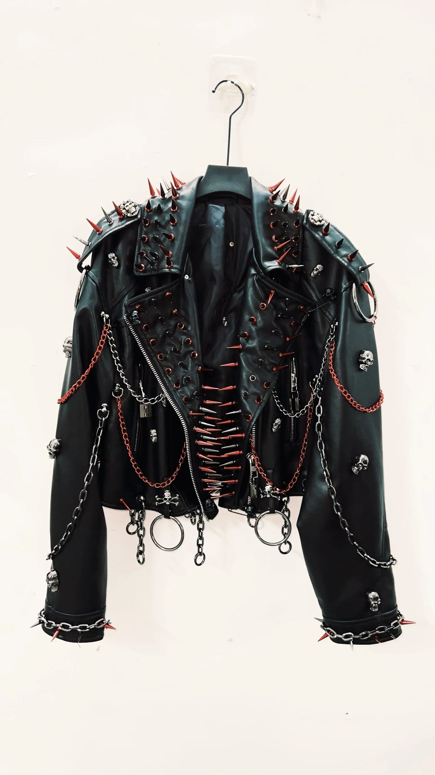 vintage Leather jacket Gothic Leather jacket Punk Leather jacketoversizeLeather jacket Rivet Leather jacket skull Leather jacket SS69 109.69 black / XL