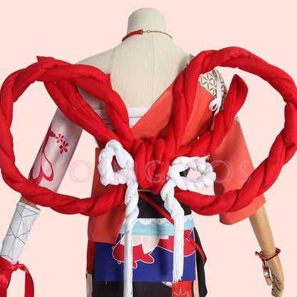 Genshin Impact Yoimiya Cosplay Costume Adult Carnival Uniform Wig Anime Halloween Party Costumes Masquerade Women Game SS69