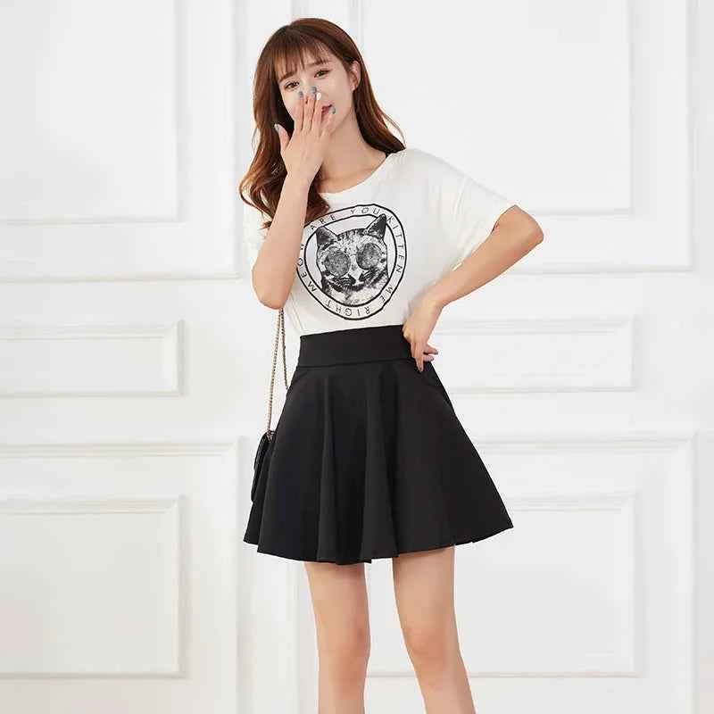 New Black Pocket Shorts Skirt Women's Basic Safety Pants Skirts School Flared Casual Mini Skater Medium Pleated Plus Size 4XL