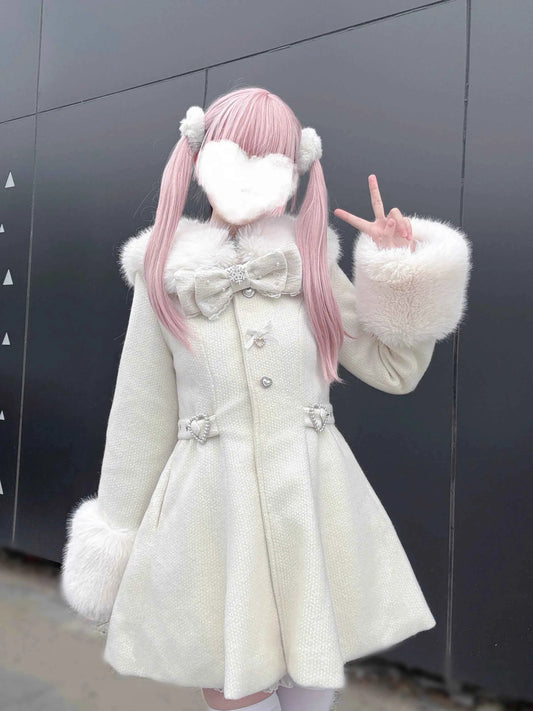 Original Japanese Mass-Produced Lace Jackets Girls Women Cute Bow Waist Cinch Heavy Drill Button Slim Fit Elegant Black Coat