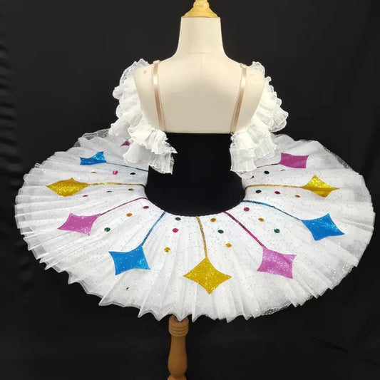Girls Harlequinade Pancake Tutu Ballerina Party Dress Adult Child Kids Ballet Dance Costume With Hoop Professional Ballet Tutu