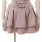Japanese Kawaii Mini Cake Skirts Womens Jupe Fairy Bandage Lolita High Waist Y2k Aesthetic Sweet Lace Gothic JK Faldas Skirt SS69 23.69 1550 pink / L