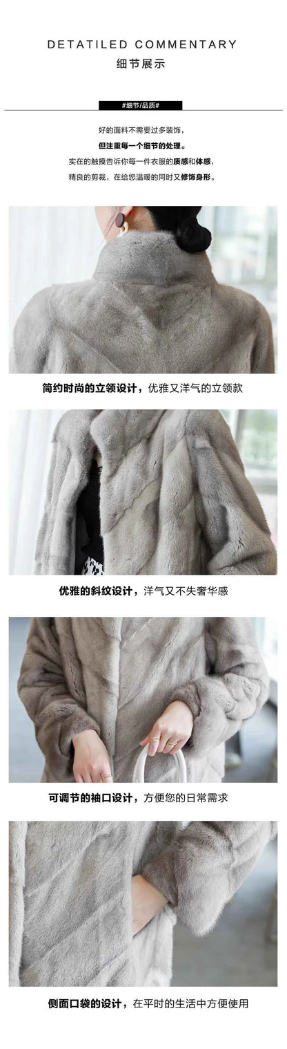 HDHOHR 2025 100% Real Mink Fur Coat Women Long High Quality Natural Mink Fur Jackets Winter Thick Warm Luxury Female Fur Parkers