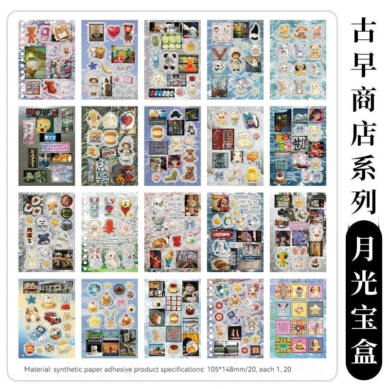 45pcs Japanese Retro Early Style Manga Cut Film Sticker Book Kawaii Girl Scrapbook Journal DIY Deco Cute Showa Phone Case Decals SS69 13.69 Treasure 20sheets
