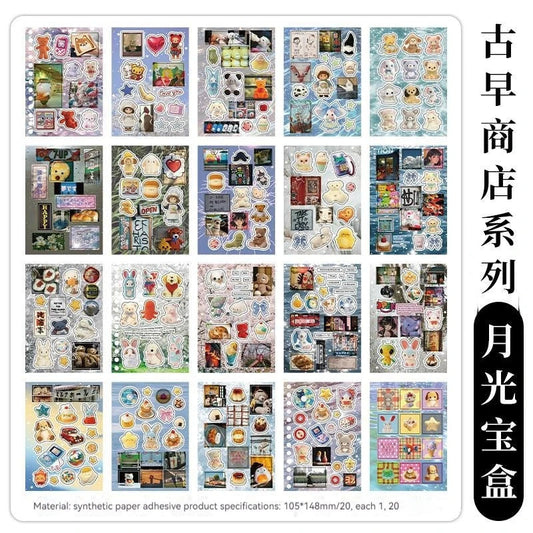45pcs Japanese Retro Early Style Manga Cut Film Sticker Book Kawaii Girl Scrapbook Journal DIY Deco Cute Showa Phone Case Decals SS69 13.69 Treasure 20sheets