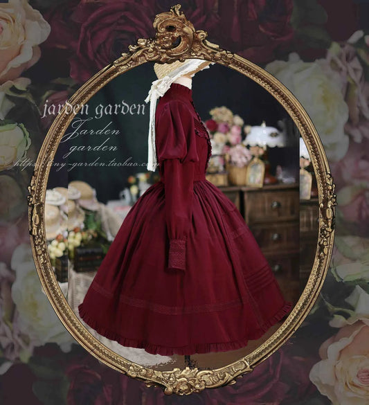 2025 New Classical Long-sleeved Stand-up Collar Slim-fitting Dress Japanese Sweet and Cute Girl Lolita OP Mid-length Dresses