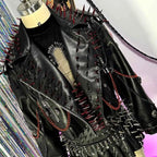 Women's Y2K Goth PU Leather Jacket with Spikes
