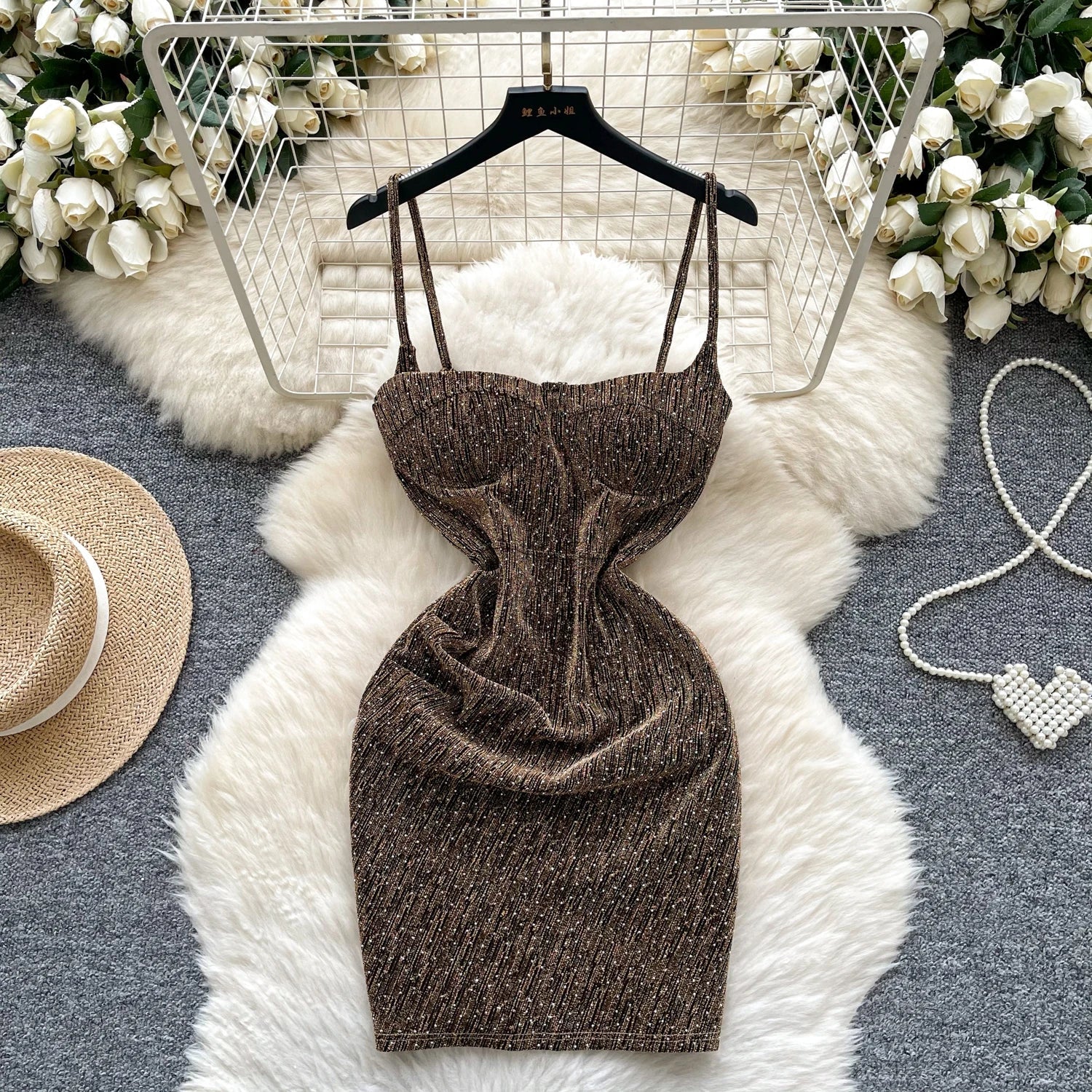 Sexy sleeveless glitter Backless Off Shoulder Fashion Birthday Party Evening Vestido Women Goth Slim Summer Hip Wrap Dress SS69 31.69 Gold / S