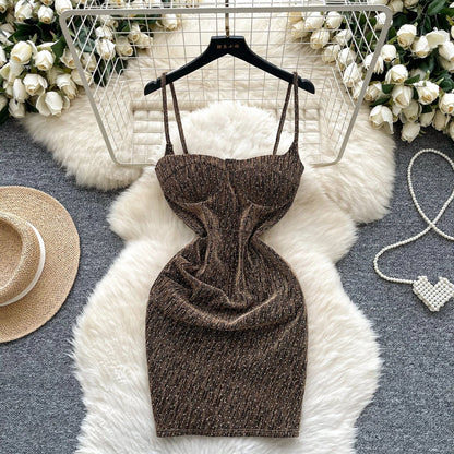 Sexy sleeveless glitter Backless Off Shoulder Fashion Birthday Party Evening Vestido Women Goth Slim Summer Hip Wrap Dress SS69 31.69 Gold / S