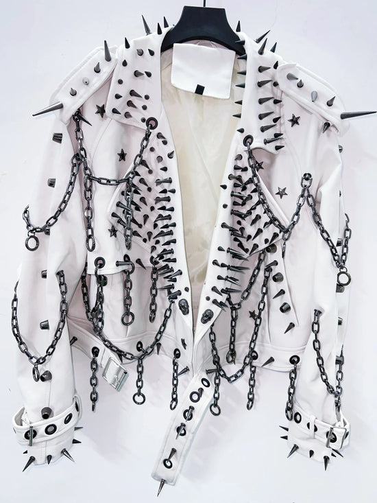 vintage Leather  y2k  Jacket Skull Jacket Punk Jacket  gothic Leather gothic clothes y2k fashion y2k clothes  harajuku Jacket SS69