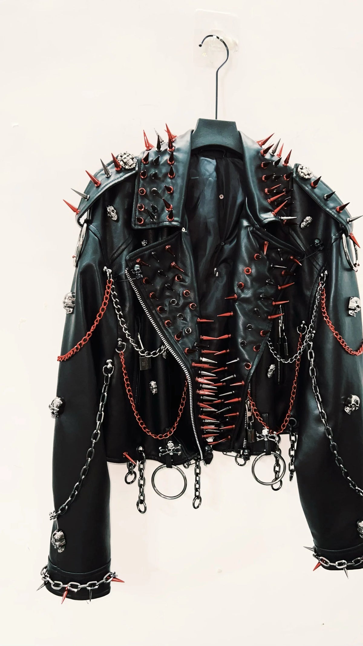 vintage Leather jacket Gothic Leather jacket Punk Leather jacketoversizeLeather jacket Rivet Leather jacket skull Leather jacket SS69