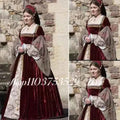 Velvet Evening Gown Victorian Tudor Queen Elizabeth Costume Historical Renaissance Ball Gown Anne Boleyn Red Dress