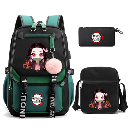 3Pcs Kamado Nezuko Demon Slayer Backpacks Set for Girls Anime School Bag Teenager Student Canvas Laptop Back Pack Women Rucksack SS69 52.69 4990740