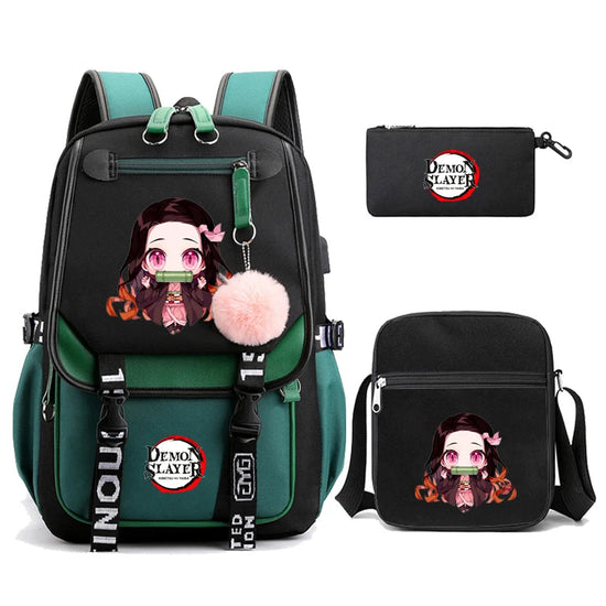 3Pcs Kamado Nezuko Demon Slayer Backpacks Set for Girls Anime School Bag Teenager Student Canvas Laptop Back Pack Women Rucksack SS69 52.69 4990740