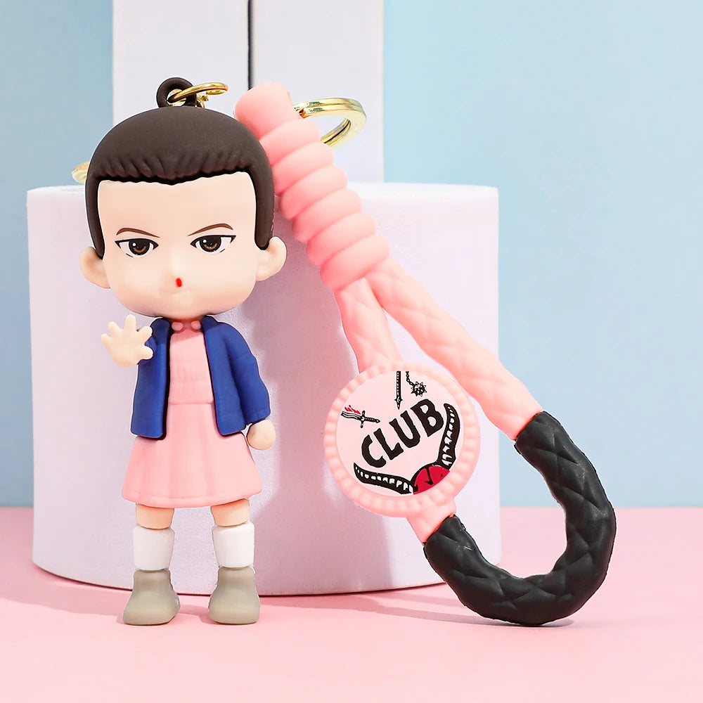 2026 New Fashion Bag Accessories The Horror TV Keychain Mike Will Demogorgon With Strings Rope For Female Children Birthday Gift