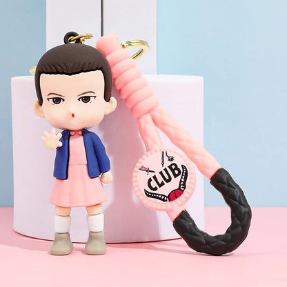 2026 New Fashion Bag Accessories The Horror TV Keychain Mike Will Demogorgon With Strings Rope For Female Children Birthday Gift