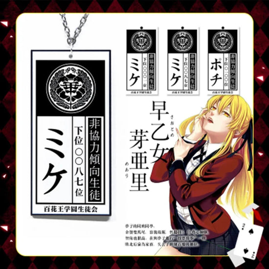 Kakegurui Acrylic Keychain Compulsive Gambler Yumeko Jabami Ryouta Suzui Mary Saotome Anime Cosplay Earrings Necklace Card SS69
