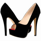 Women Platform Sandals Stilettos Sexy Stripper Pole Dance High Heels Pumps Peep Toe Ladies Nighclub Party Black Wedding Shoes