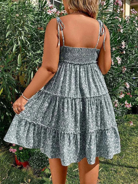 Plus Size 2025 Summer New Women's Halter Backless Hollow Out Short Sleeve Dress Bohemian Mini Floral Dress Best of Summer