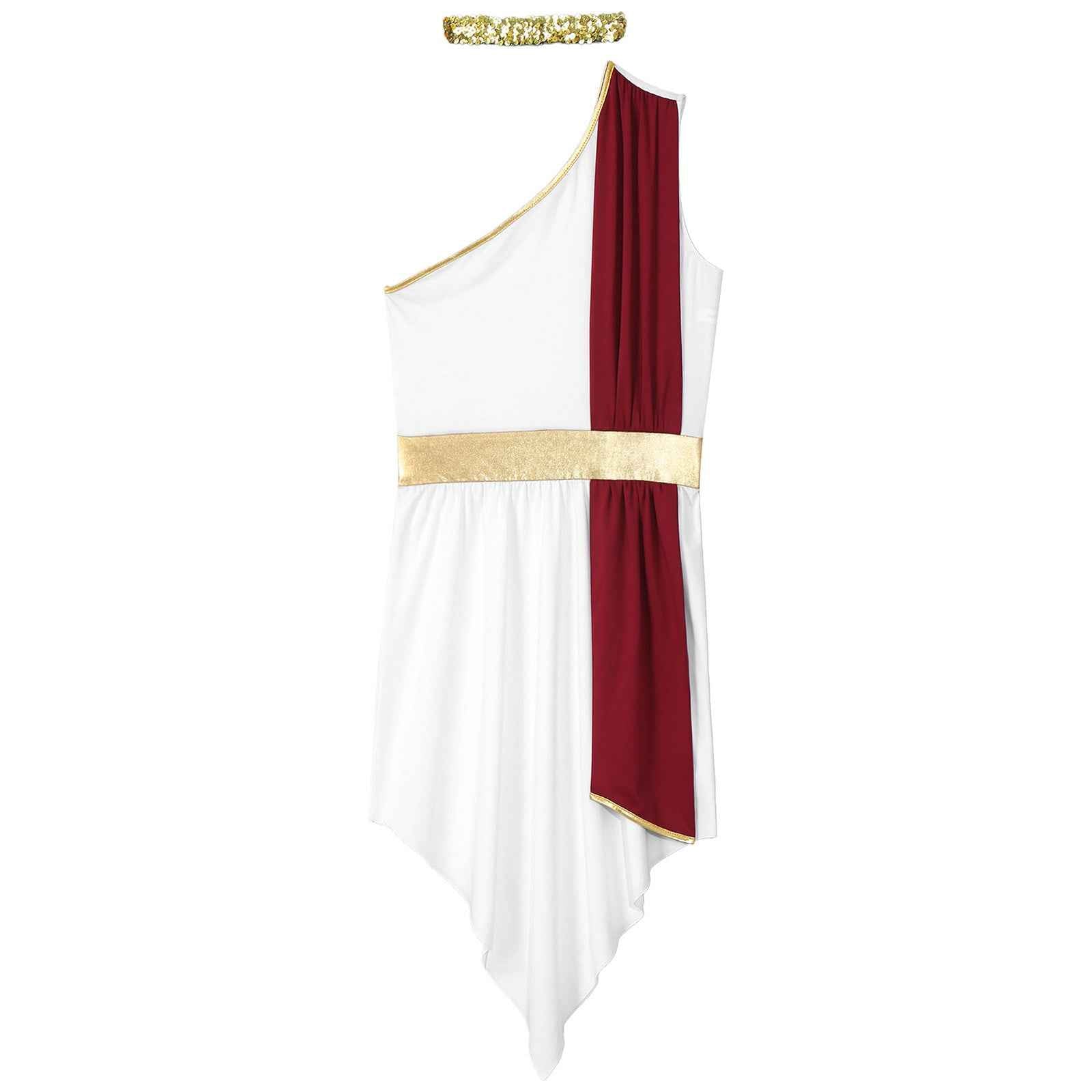 Womens Ancient Greek Princess Dress Goddesses Toga Costume for Halloween Carnival Party Deity Queen Cosplay Chiffon Robe Gown