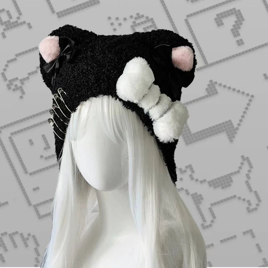 Autumn Winter Grunge Casual Warm Angel's Wings Hats Y2k Aesthetic Knitted Bears Ears Hat Kawaii Lolita Harajuku Caps Fashion SS69