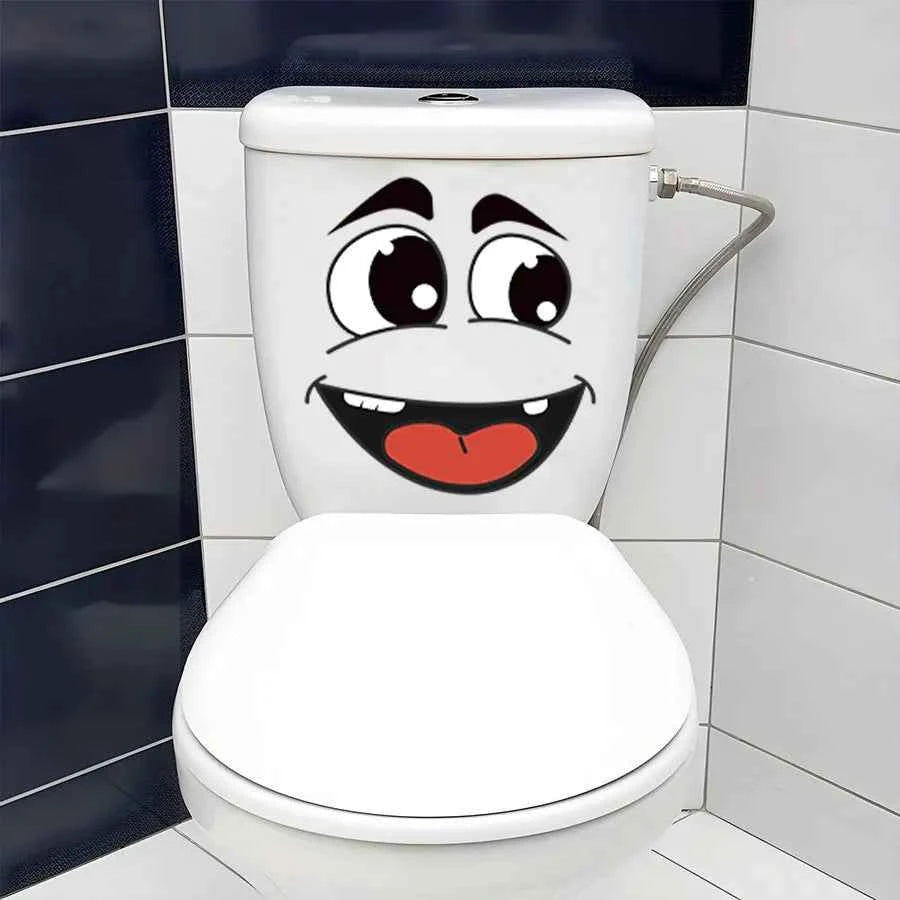 4 sheets/Set Cartoon Face Stickers,Self-Adhesive, Plastic Surface Compatible,Home Decoration Suitable for Trash Can, oilet Decor