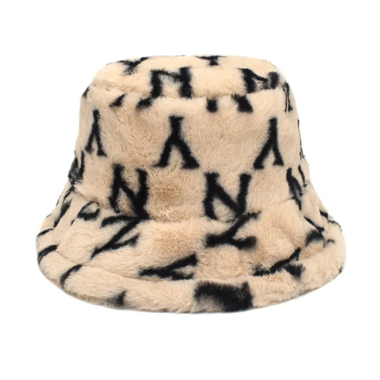 Winter Bucket Hat Women's Fashion Leopard Panama Warm Hats Female Vintage Faux Fur Fisherman Cap Hats For Women Dropshipping