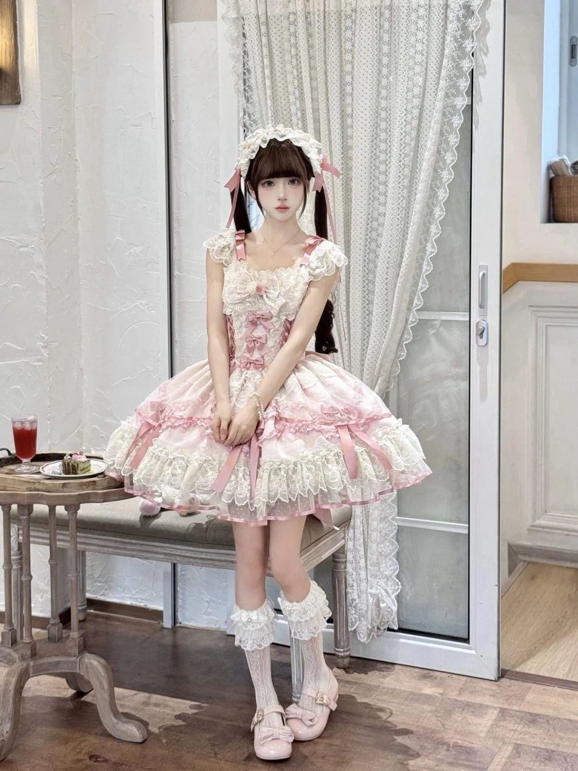 French Lolita Strap Dress Lace Patchwork Cosplay Outfit Y2K Vintage Elegant Girls Sweet Party Kawaii Dress Women Clothing 2026