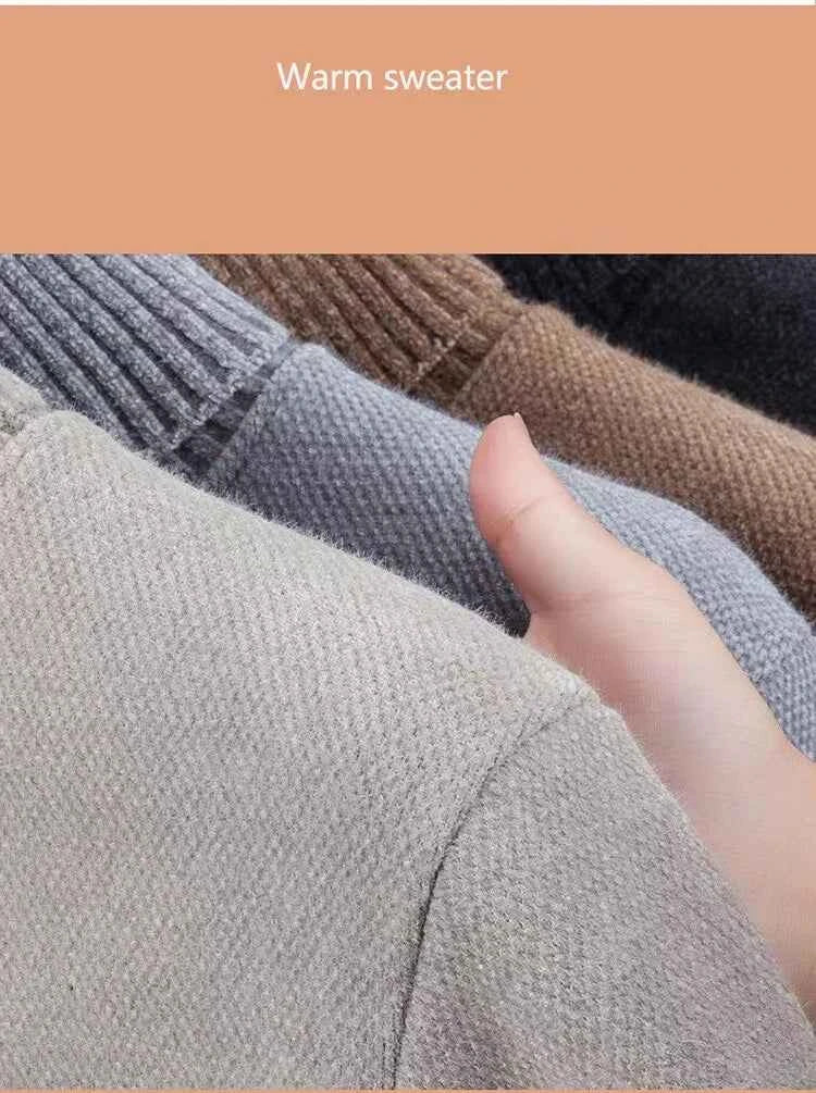 High end brand velvet sweater men's new fashion designer exquisite pony embroidery winter thick warm high neck knitted pullover