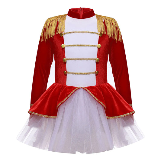 inlzdz Women's Circus Ringmaster Costume Sequin Tassel Leotard Dress