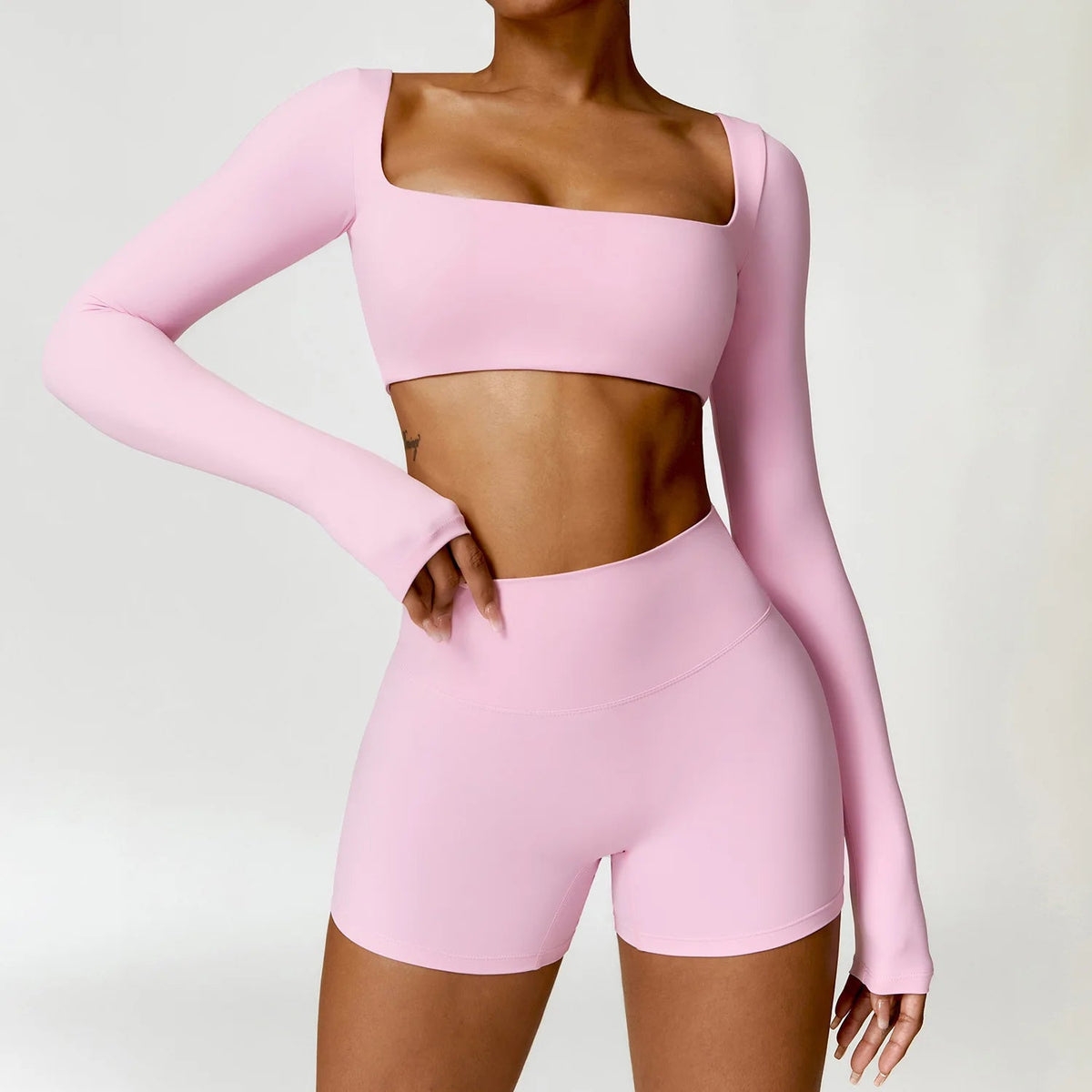 2PCS Yoga Suit Sports Set Women Quick-Drying Gym Set Women Tracksuit Running Workout Long Sleeve Sports Shirt Yoga Clothing SS69 51.69 Pink 1 / XL