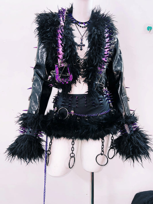 rivet Leather jacket Skull Leather jacket Gothic Leather jacket y2k Leather jacket Harajuku Leather jacket Unique Leather jacket