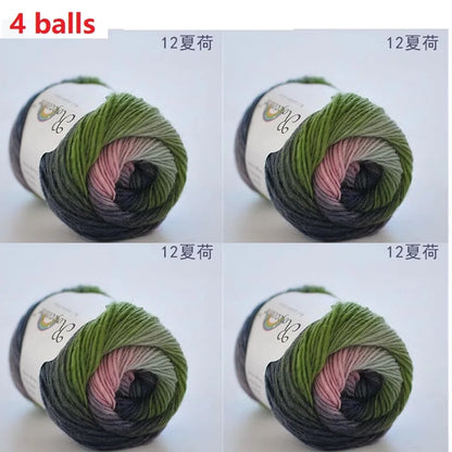 100% Wool Yarn Rainbow Color for Hand Knitting Crochet Plush Thickness Lanas Thread DIY Soft Scarf Shawl Sweater Free Shipping