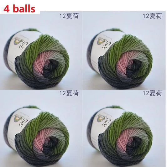 100% Wool Yarn Rainbow Color for Hand Knitting Crochet Plush Thickness Lanas Thread DIY Soft Scarf Shawl Sweater Free Shipping