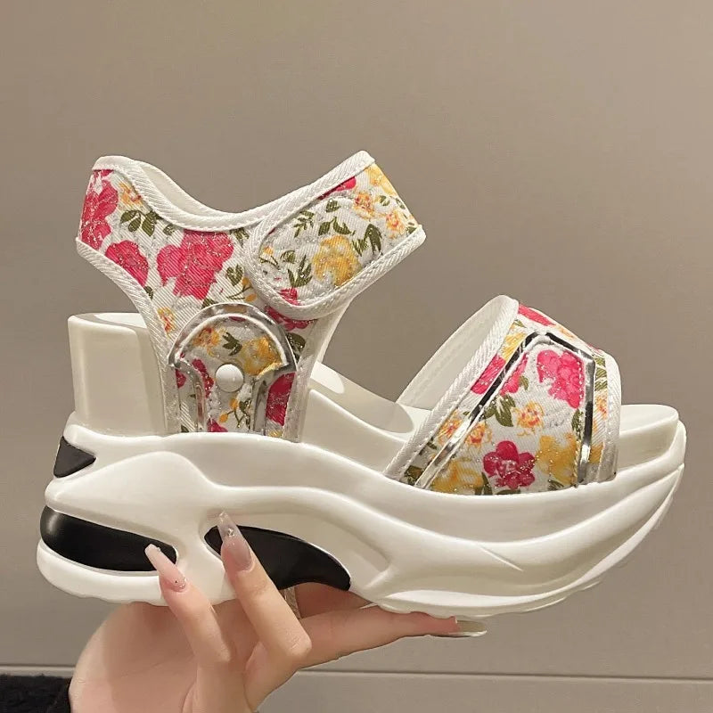 Platform Sandals Female 2024 Summer Fashion Peep-toe Shoes Character With High Heel Muffin Daddy Leisure Sports Sandals Female SS69