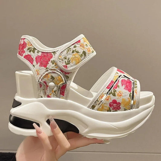 Platform Sandals Female 2024 Summer Fashion Peep-toe Shoes Character With High Heel Muffin Daddy Leisure Sports Sandals Female SS69